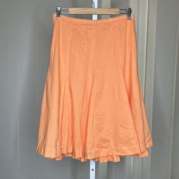 Garnet Hill A Line Peach Color Skirt Cotton Lined Ruffe Helm Pink Stitch Size 4 - Picture 1 of 7